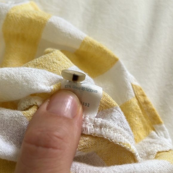 Marine Layer Button Up Shirt, Size Small, White and Yellow Stripe - Picture 6 of 6